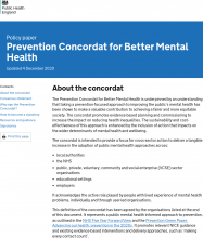 Prevention Concordat for Better Mental Health [Updated 4 December 2020]